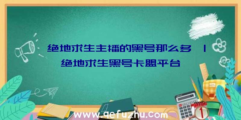 「绝地求生主播的黑号那么多」|绝地求生黑号卡盟平台